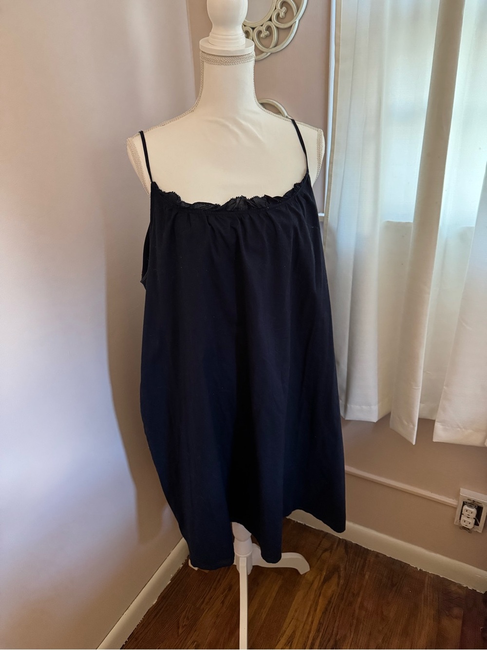LOFT Blue Ruffled Neck Chemise Slip